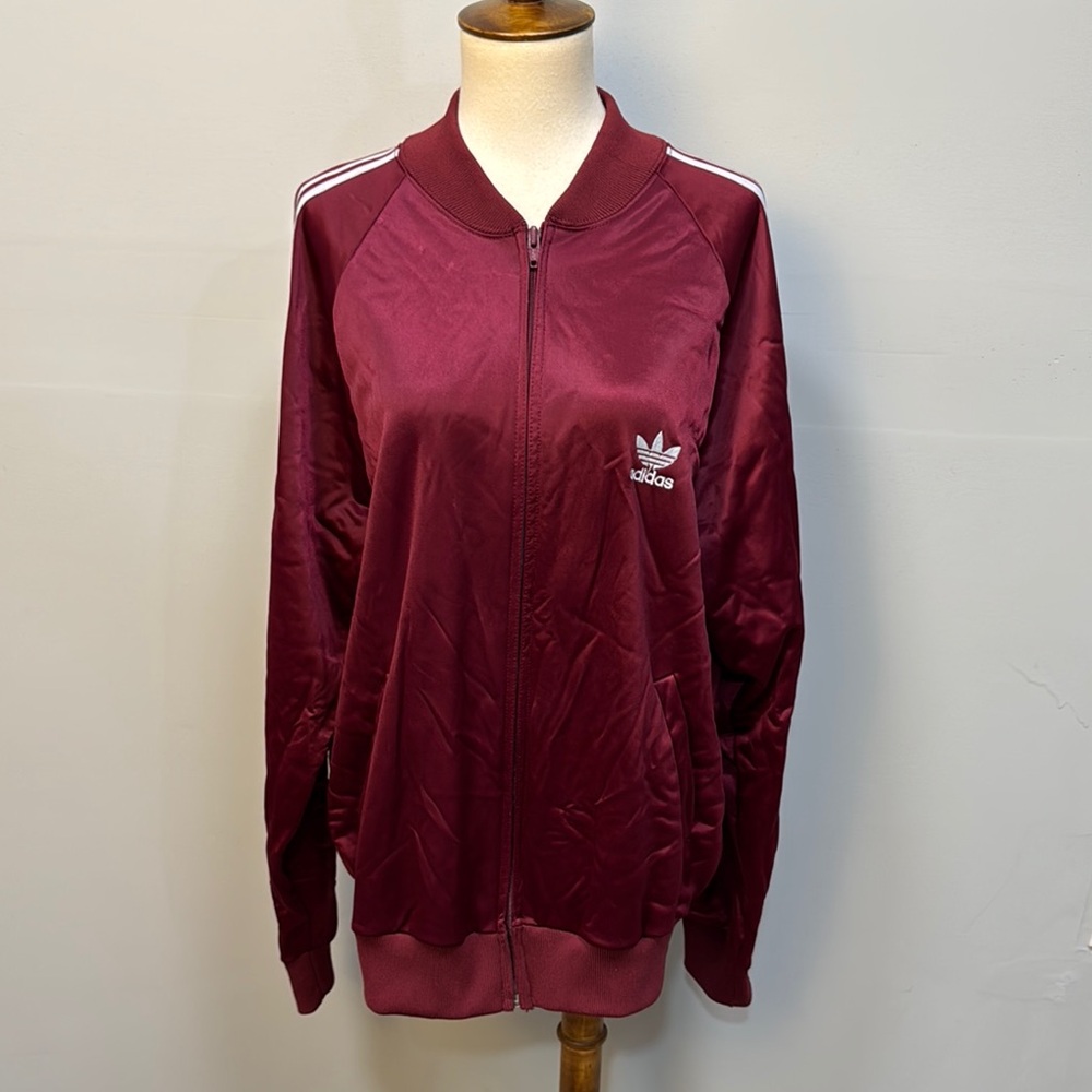 Vintage 80’s adidas ATP Keyrolan maroon 3 stripe track jacket women’s sz L